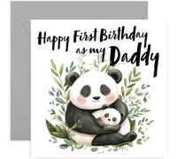 First Birthday Card as a Daddy - Birthday Card from Newborn Son or Daughter - First Birthday as a Parent Gift - Cute Panda Design - Playful Card for Him - for Husband