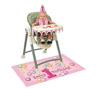 First Birthday Pink Balloons Highchair Kit - 1 Set - Perfect for Baby Girl's Celebration