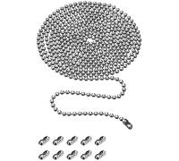 First Blinds Roller Blind Chain Replacement, 10 Feet Beaded Roller Chain with 10 Matching Connectors (4.5 mm, Silver)