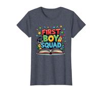 First Boy Squad: Adventure, Sports, and Learning Fun T-Shirt, Women, Heather Blue, L