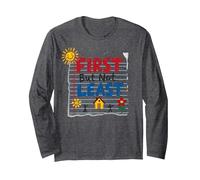 First But Not Least Cheerful Family Home Notebook Art Long Sleeve T-Shirt, Adult Unisex, Dark Heather Grey, XXL