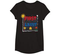 First But Not Least Cheerful Family Home Notebook Art T-Shirt, Girls, Black, Small