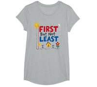 First But Not Least Cheerful Family Home Notebook Art T-Shirt, Girls, Heather Grey, Medium