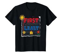 First But Not Least Cheerful Family Home Notebook Art T-Shirt, Kids, Black, 12 Years