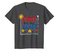 First But Not Least Cheerful Family Home Notebook Art T-Shirt, Kids, Dark Heather Grey, 8 Years
