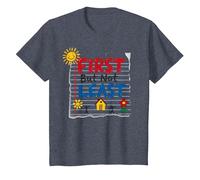 First But Not Least Cheerful Family Home Notebook Art T-Shirt, Kids, Heather Blue, 6 Years