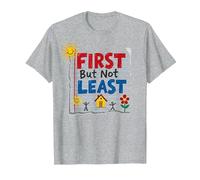 First But Not Least Cheerful Family Home Notebook Art T-Shirt, Men, Heather Grey, S