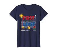 First But Not Least Cheerful Family Home Notebook Art T-Shirt, Women, Navy, S