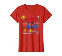 First But Not Least Cheerful Family Home Notebook Art T-Shirt, Women, Red, XS