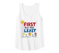 First But Not Least Cheerful Family Home Notebook Art Tank Top, Women, White, XXL