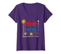 First But Not Least Cheerful Family Home Notebook Art V-Neck T-Shirt, Women, Purple, M