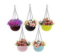 FIRST CHOICE KAYA Plastic Hanging Pot 18 x 12 cm Multicolour Hooked Hanging Pot - 5 Pieces