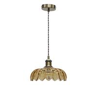 First Choice Lighting Alice - Amber Leaf Design Pendant Shade With Antique Brass Flex Set