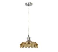 First Choice Lighting Alice - Amber Leaf Design Pendant Shade With Chrome Flex Set