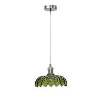 First Choice Lighting Alice - Green Leaf Design Pendant Shade With Chrome Flex Set