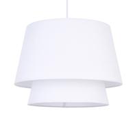 First Choice Lighting Ambra - Two Tier White Fabric Easy Fit Pendant Shade First Choice Lighting White