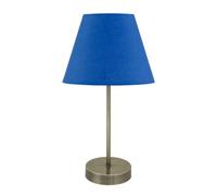 firstchoicelighting Antique Brass Table Lamp or Bedside Light, Modern Design, Royal Blue Shade, Height 35cm, LED Compatible
