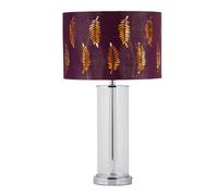 First Choice Lighting Aura - Chrome Table Lamp With Burgundy Fern Cut Out Shade