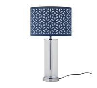 First Choice Lighting Aura - Chrome Table Lamp With Navy Blue Cut Out Shade