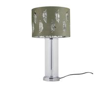 First Choice Lighting Aura - Chrome Table Lamp with Sage Green Fern with Silver Inner Shade First Choice Lighting Silver