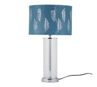 First Choice Lighting Aura - Chrome Table Lamp with Teal Fern Cut Out Silver Inner Shade First Choice Lighting Silver