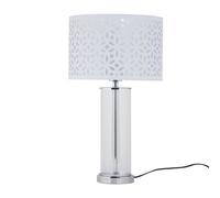 First Choice Lighting Aura - Chrome Table Lamp With White Cut Out Shade