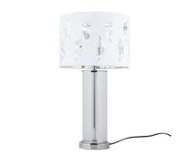 First Choice Lighting Aura - Chrome Table Lamp With White Fern Cut Out Silver Inner Shade