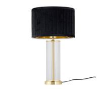 First Choice Lighting Aura - Satin Brass Table Lamp with Black Pleated Velvet Shade in Gold First Choice Lighting Gold