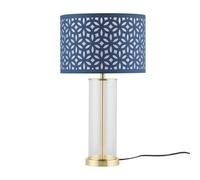 First Choice Lighting Aura - Satin Brass Table Lamp With Navy Blue Cut Out Shade