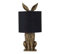 First Choice Lighting Babs - Antique Gold Hare Table Lamp With Black Fabric Shade First Choice Lighting Gold