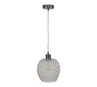 First Choice Lighting Baine - Clear Textured Glass with Satin Nickel Pendant Fitting First Choice Lighting Clear