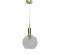 First Choice Lighting Barnum - Clear Dimple Glass Globe Satin Brass Deco Pendant Fitting First Choice Lighting Clear