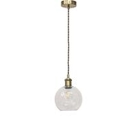 First Choice Lighting Barnum - Clear Glass Globe Antique Brass Retro Pendant Fitting First Choice Lighting Clear