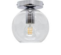 firstchoicelighting Clear Glass Globe Ceiling Light Flush Fitting with Chrome Detail, Modern Low Ceiling Lighting