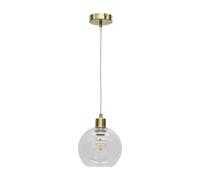 First Choice Lighting Barnum - Clear Glass Globe with Satin Brass Pendant Fitting First Choice Lighting Clear