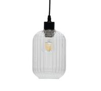 firstchoicelighting Glass Easy Fit Ceiling Lightshade or Pendant Shade, Clear Ribbed Glass, Height 18cm Diameter 14cm