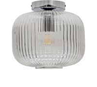 First Choice Lighting Batley Large - Clear Ribbed Glass Chrome Ceiling Light Fitting First Choice Lighting Clear