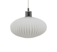 firstchoicelighting Glass Easy Fit Ceiling Lightshade or Pendant Shade, White Ribbed Glass, Height 14cm Diameter 25cm
