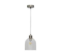First Choice Lighting Belten - Clear Glass Cloche With Satin Nickel Pendant Fitting