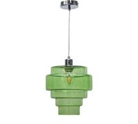 First Choice Lighting Benson - 5 Tier Green Glass Chrome Ceiling Pendant Light