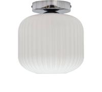 First Choice Lighting Bento - White Ribbed Glass Chrome Ceiling Light Fitting First Choice Lighting White
