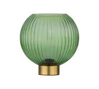 First Choice Lighting Betchley - Battery Operated Satin Brass Lamp With Green Glass