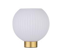 First Choice Lighting Betchley - Battery Operated Satin Brass Lamp With White Glass