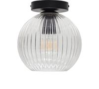 First Choice Lighting Betchley - Clear Ribbed Glass Globe Black Ceiling Light Fitting First Choice Lighting Clear