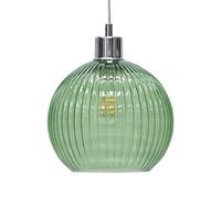 First Choice Lighting Betchley - Green Ribbed Glass Globe Easy Fit Pendant Shade in Clear First Choice Lighting Clear
