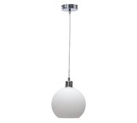First Choice Lighting Betchley - White Ribbed Glass Globe with Chrome Pendant Fitting First Choice Lighting White