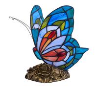 First Choice Lighting Betty - Coloured Glass Tiffany Butterfly Table Lamp in Bronze First Choice Lighting Bronze