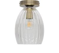 First Choice Lighting Birch - Clear Fluted Glass Antique Brass Ceiling Light Fitting