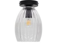 First Choice Lighting Birch - Clear Fluted Glass Black Ceiling Light Fitting First Choice Lighting Clear