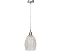 First Choice Lighting Birch - Clear Fluted Glass Chrome Retro Pendant Fitting First Choice Lighting Clear